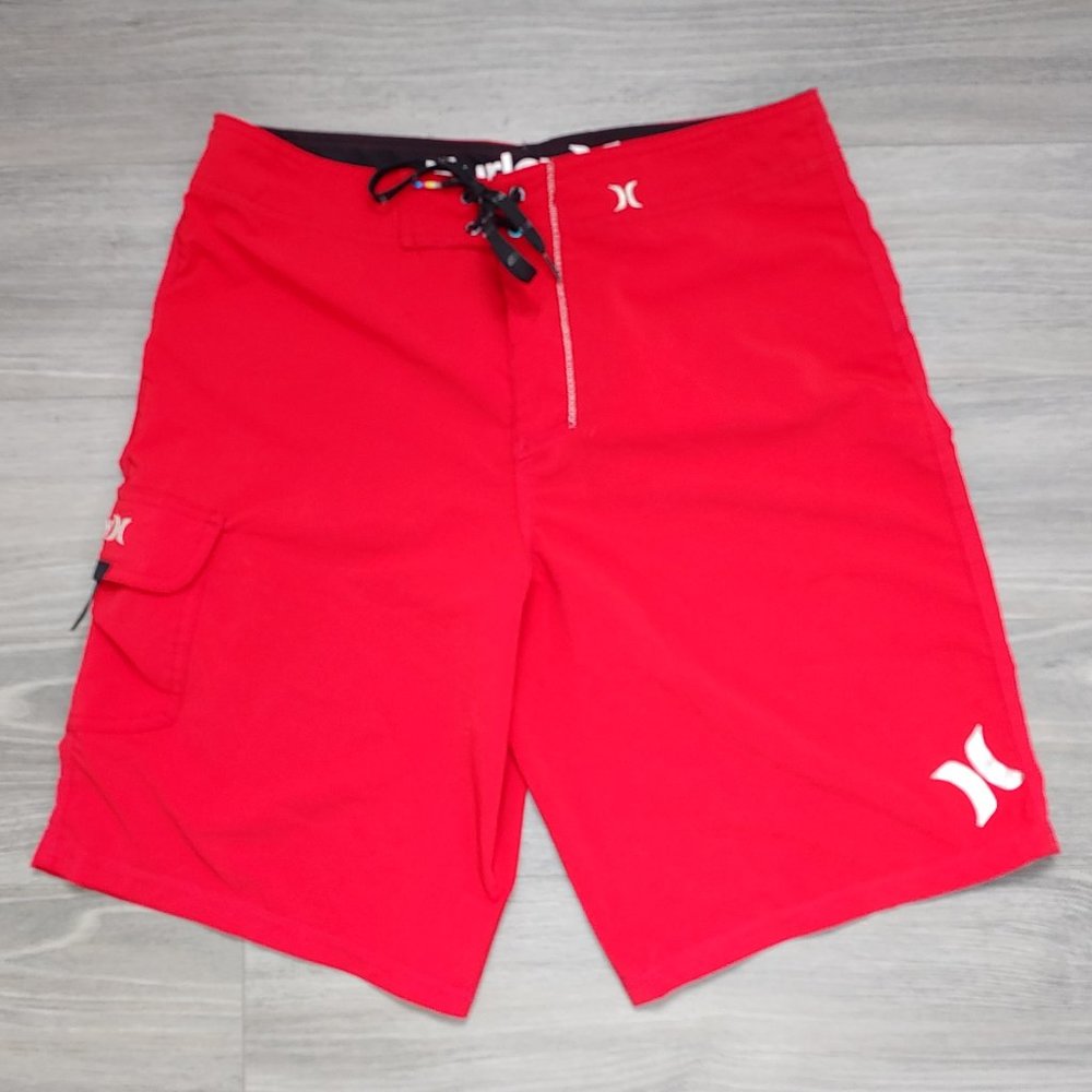 Excellent Used Condition Men's HURLEY Phantom Board Shorts Red SIZE 33